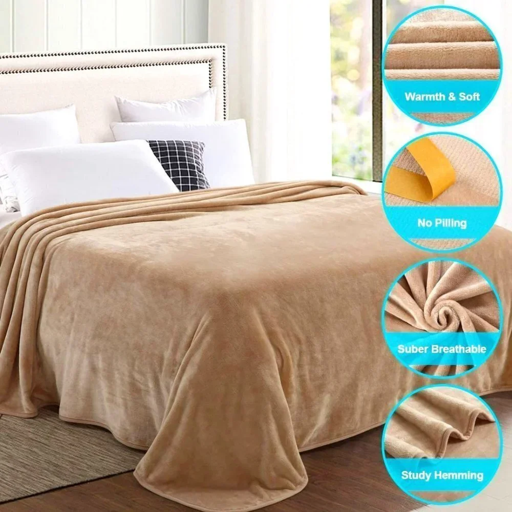 PLUSH TWIN SIZE SOFT BREATHABLE FLEECE BLANKET SIZE 66